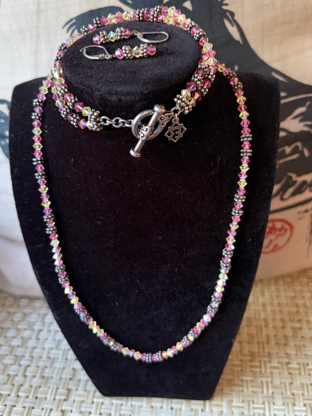 Elyse Ryan “PINK LEMONADE” Crystal Necklace , Earrings & Bracelet Set - 925